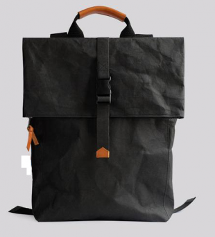 Tyvek Paper Black Rucksack Backpack,Rolltop City Travel Urban Bicycle Daypack Eco Friendly Backpack Kraft Paper Bag